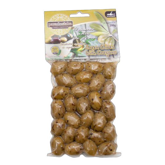 Green Olives With Oregano Bag 200gr 